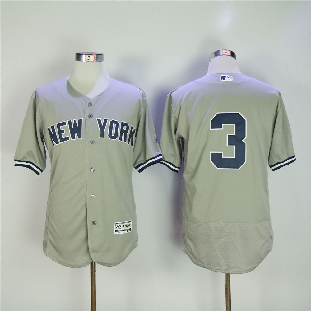 Men New York Yankees #3 No name Grey MLB Jerseys->new york yankees->MLB Jersey